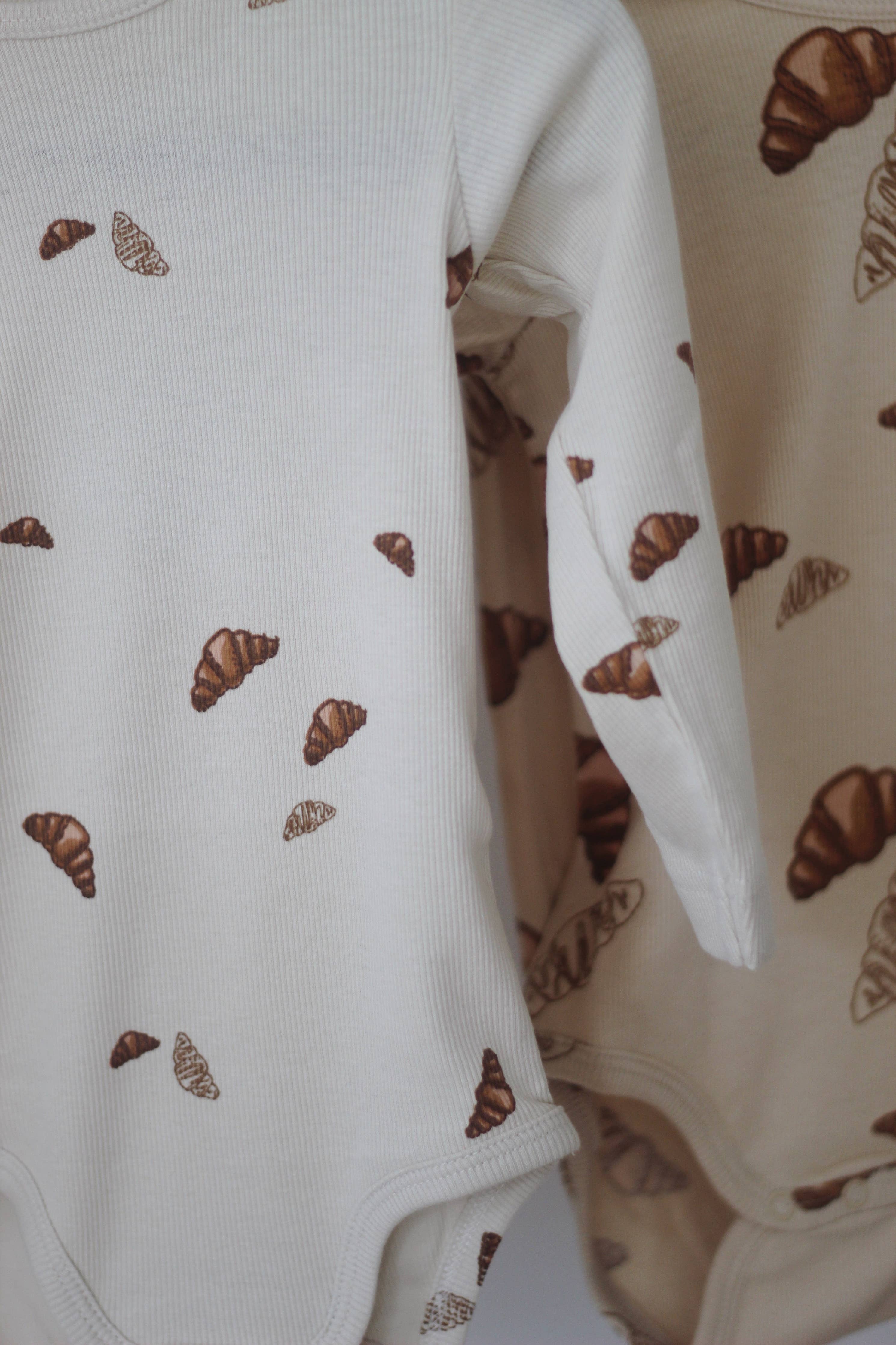 KURT bodystocking  lang ærmet - Croissant mini print