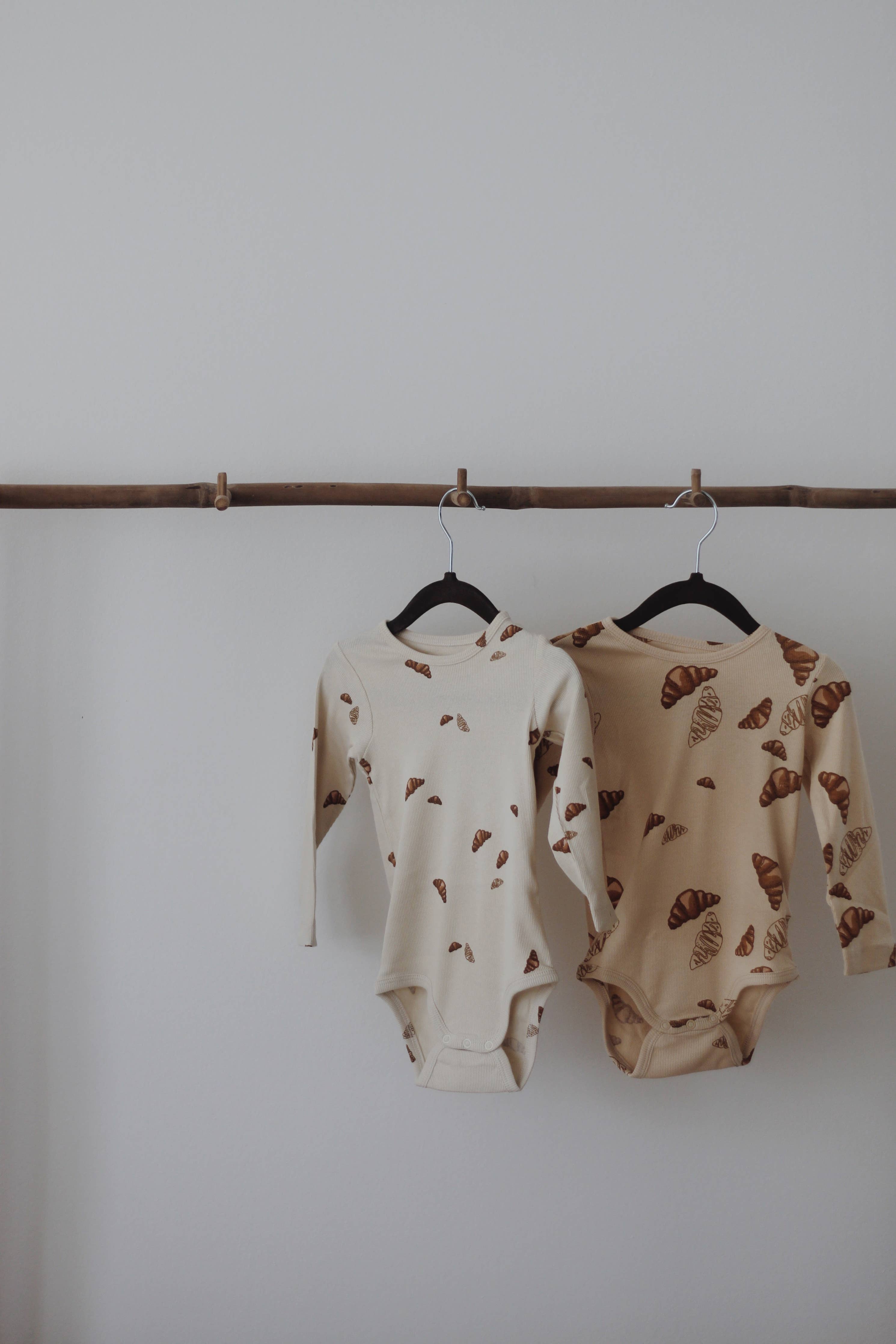 KURT bodystocking  lang ærmet - Croissant mini print