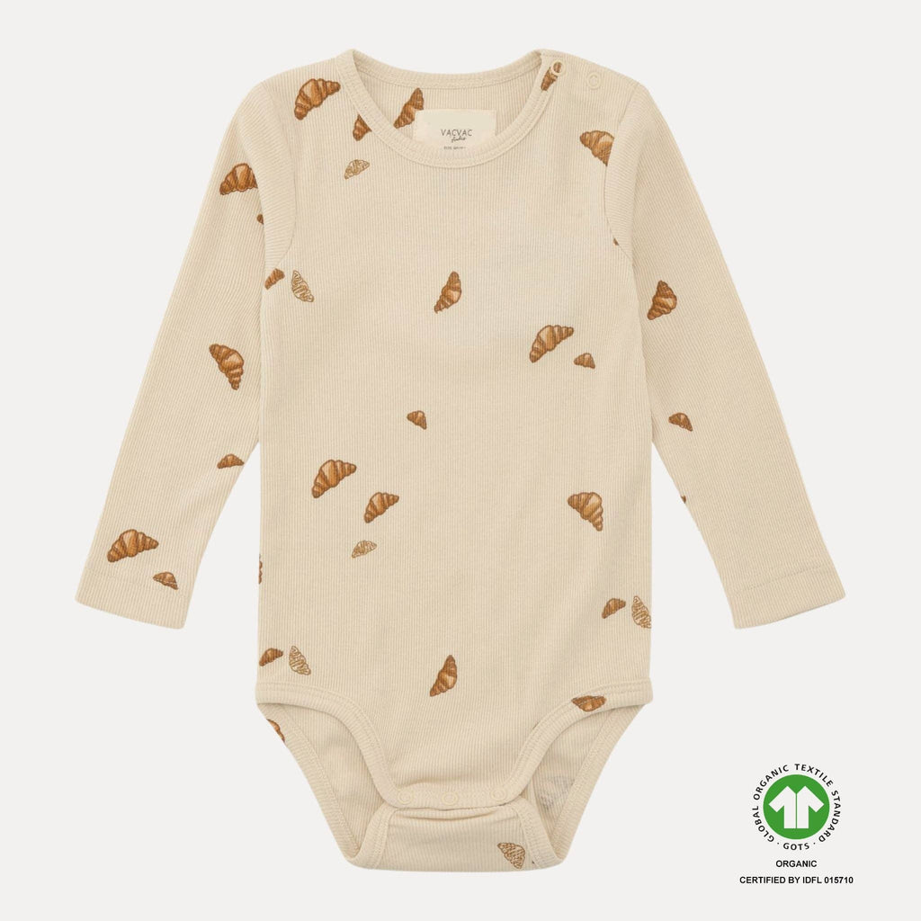 KURT bodystocking  lang ærmet - Croissant mini print